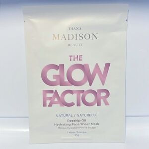 $6🌟 Diana Madison Beauty The Glow Factor Rose Hip Oil Hydrating Face Sheet Mask